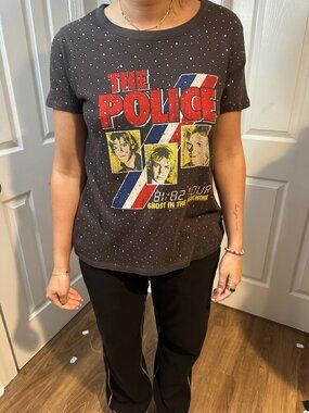 The Police Upcycled Band Tee with Rhinestones